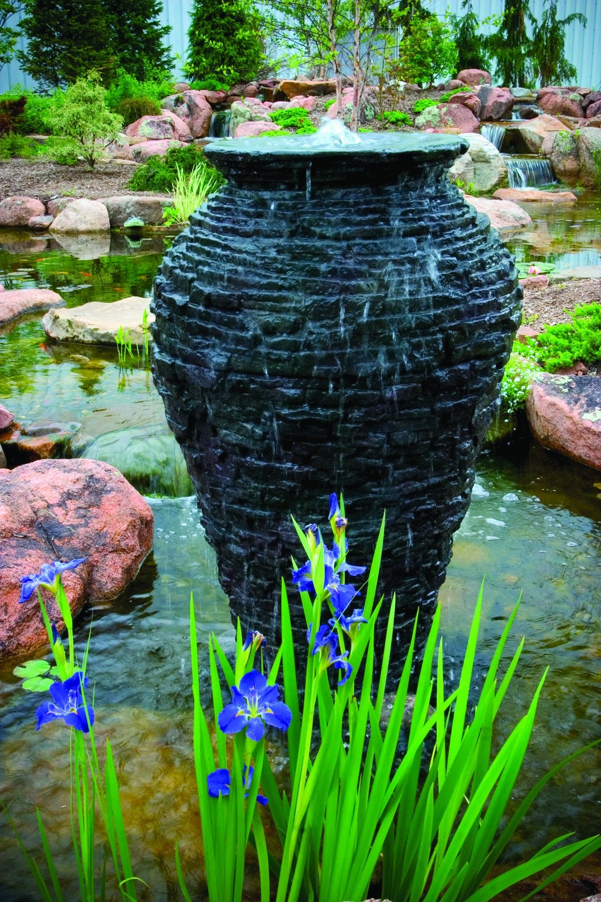 Aquascape 98940 Large Stacked Slate Urn Fountain For Landscape And Gardens, 56-1/2 Inches Tall