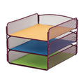 Safco Products Onyx Mesh 3 Tray Desktop Organizer 3271We, Wine Powder Coat Finish, Durable Steel Mesh Construction