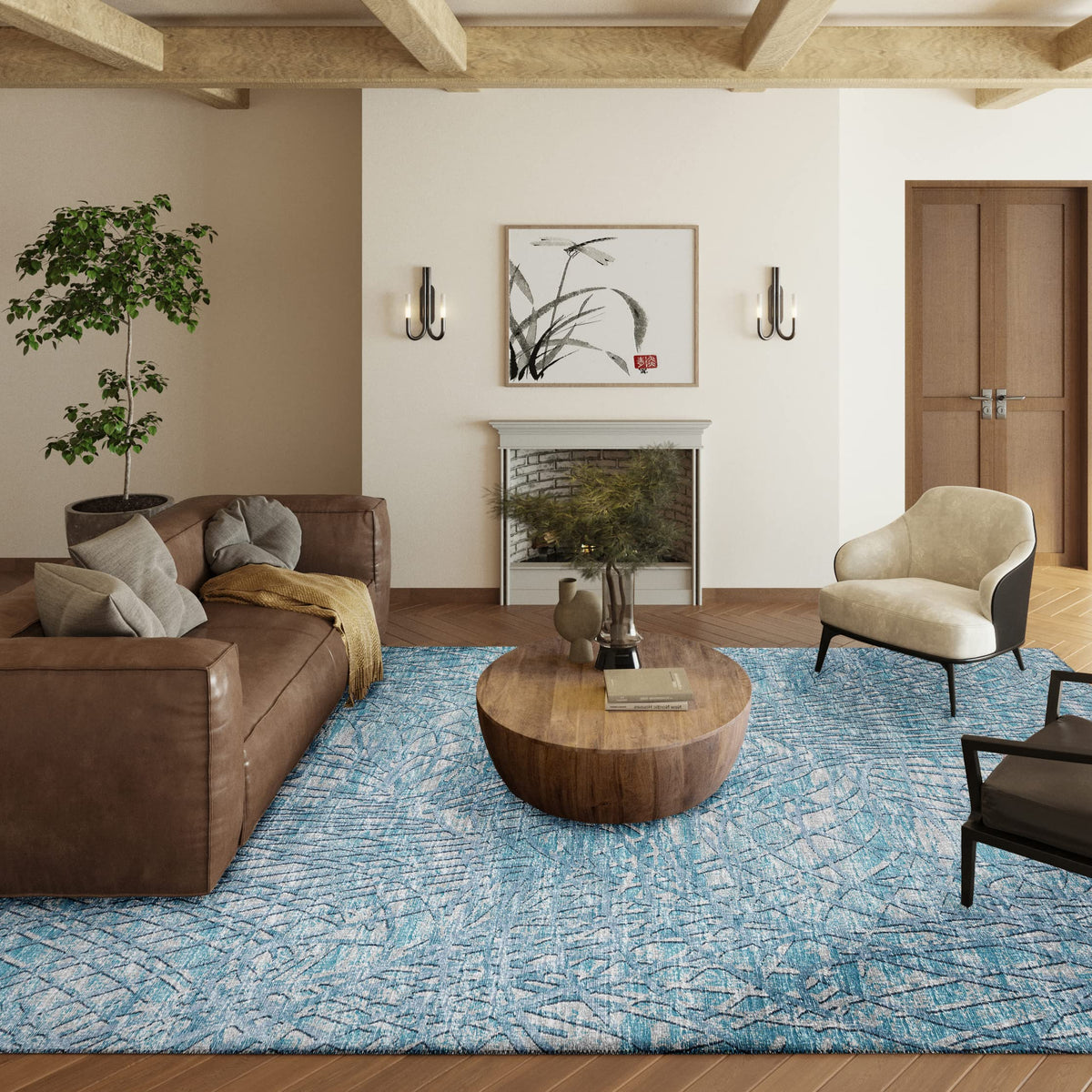Addison Rugs Rylee Ary32 Blue Washable 3' X 5' Indoor Outdoor Area Rug, Easy Clean, Machine Washable, Non Shedding, Bedroom, Entry, Living Room, Dining Room, Kitchen, Patio Rug
