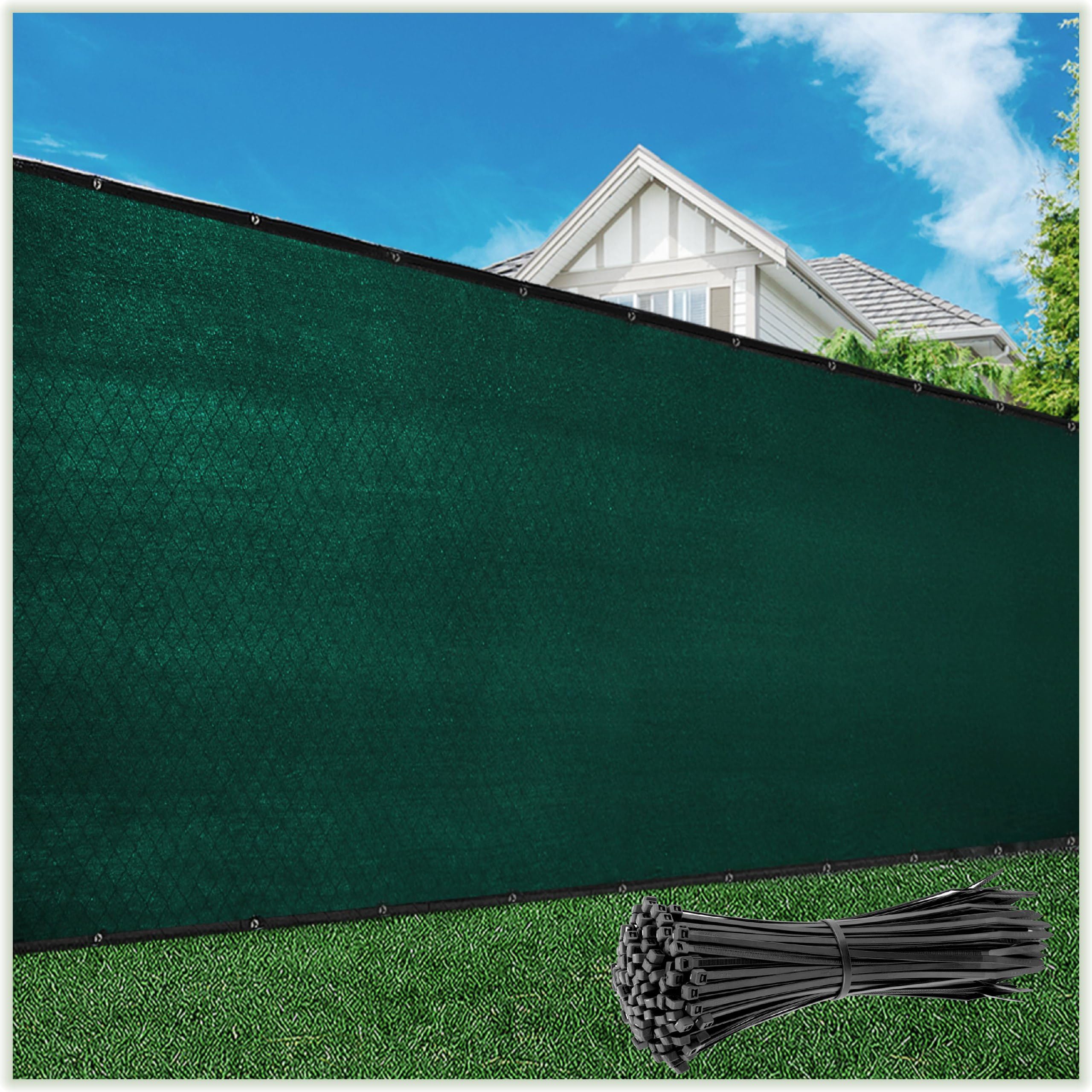 ColourTree Customized Size Fence Screen Privacy Screen Green 4 x 172 - Commercial Grade 170 GSM - Heavy Duty - Cable Zip Ties 