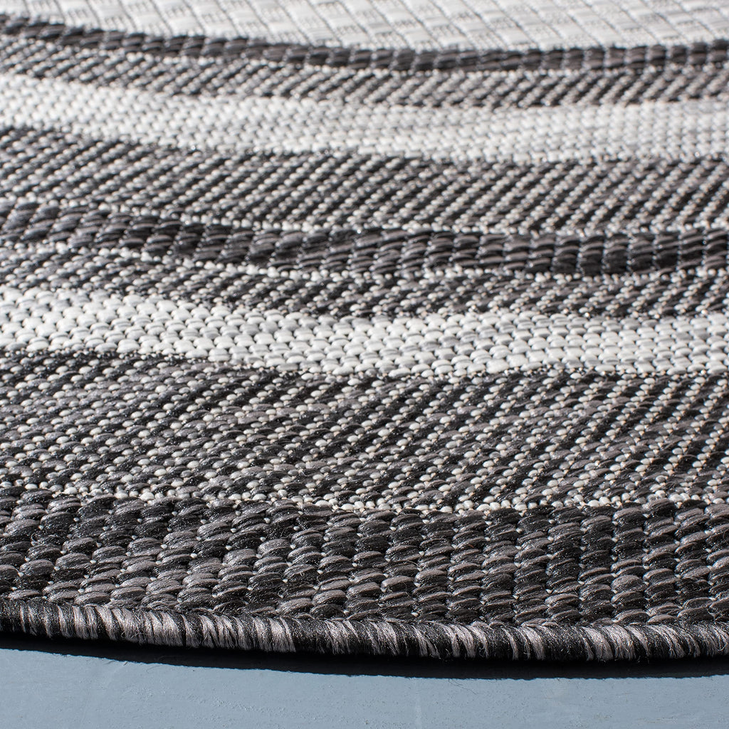 Safavieh Courtyard Collection 5'3' Round Light Grey/Black Cy8475 Indoor/Outdoor Non-Shedding Easy Cleaning Patio Backyard Porch Deck Mudroom Area Rug