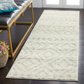 SAFAVIEH Adirondack Collection Runner Rug - 26 x 6 Runner, Ivory & Green, Modern Diamond Distressed Design, Ideal for High Tra