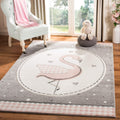 SAFAVIEH Carousel Kids Collection 4 Square Pink / Ivory CRK154P Flamingo Nursery Playroom Area Rug