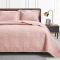Love'S Cabin Twin Quilt Set Pink Bedspreads - Soft Bed Summer Quilt Lightweight Microfiber Bedspread- Modern Style Coin Pattern
