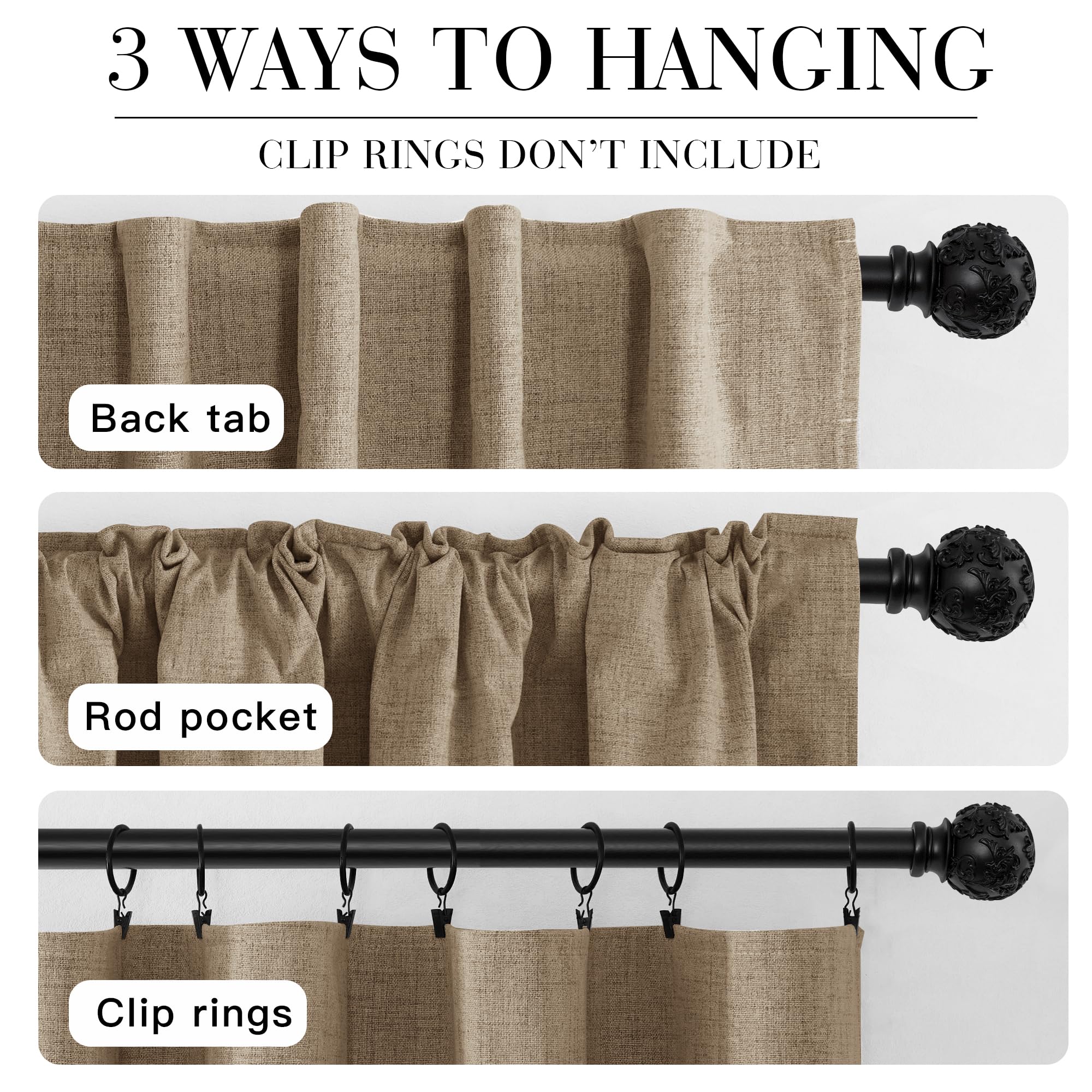Ryb Home Linen Textured 100% Blackout Curtains For Bedroom, Insulating Energy Saving Window Curtains For Living Room Dining Pati