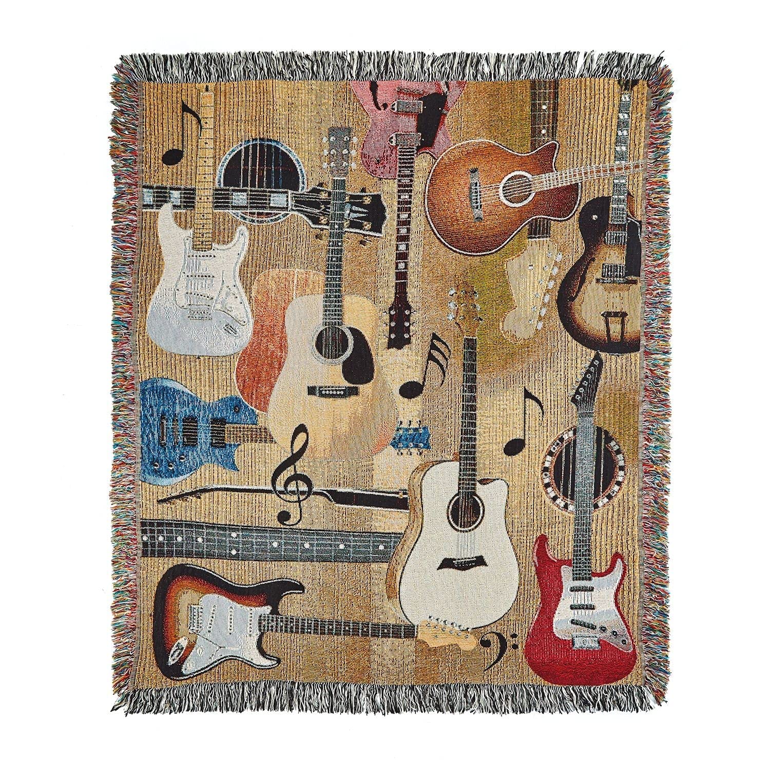 Manual Atguit Guitar Collage Throw Blanket, 50 Inches X 60 Inches