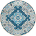 Marbella Mb1 Blue Traditional Rug Round 4' X 4'