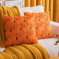 Cosibono Pumpkin Fall Decorative Throw Pillow Covers 20'X20', Set Of 2 Orange Green Soft Faux Fur Pillow Covers For Autumn Har