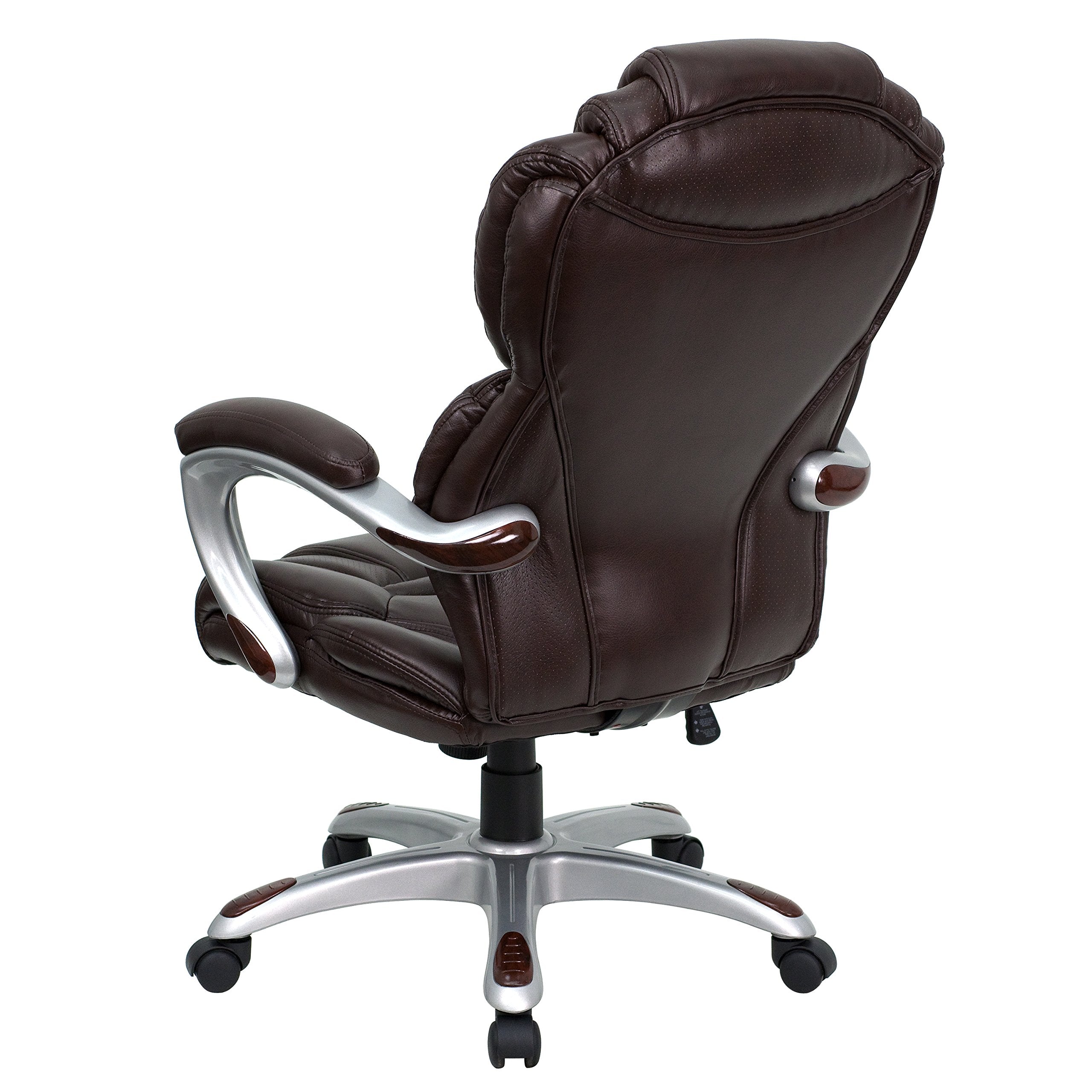 Flash Furniture Stella High Back Brown LeatherSoft Executive Swivel Ergonomic Office Chair with Arms