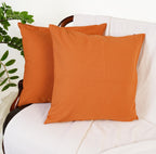 Rely+ Cotton Throw Pillow Covers Rust 24X24 Inchs Set Of 2 Orange Decorative Zippered Cases For Couch Bedroom Sofa Farmhouse Liv