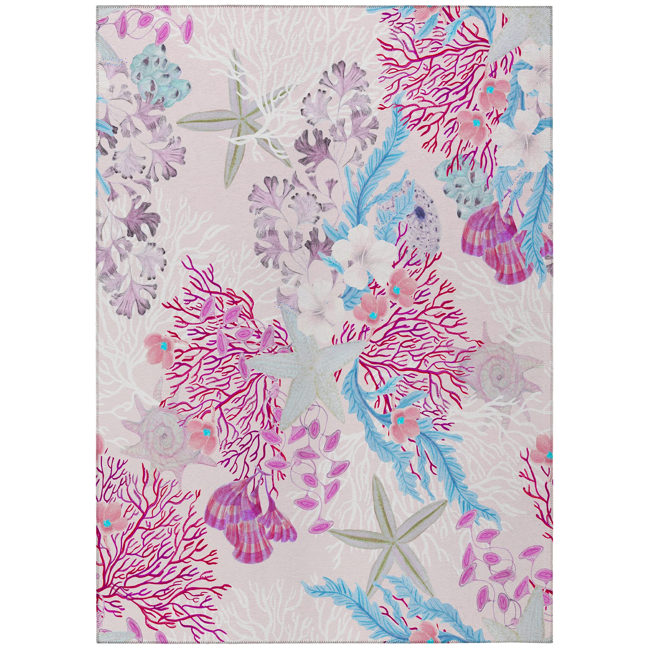 Addison Rugs Surfside Asr31 Raspberry 5' X 7'6" Indoor Outdoor Area Rug, Easy Clean, Machine Washable, Non Shedding, Bedroom, Living Room, Dining Room, Kitchen, Patio Rug