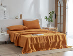 Everly Linen Sheets Set King Size,100% French Stonewash Pure Linen Sheets Set,4Pieces (1Flat Sheet,1Fitted Sheet,2Pillowcase) Su