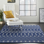 Nourison Grafix Moroccan Navy 7'10' X 9'10' Area Rug, Easy Cleaning, Non Shedding, Bed Room, Living Room, Dining Room, Kitchen