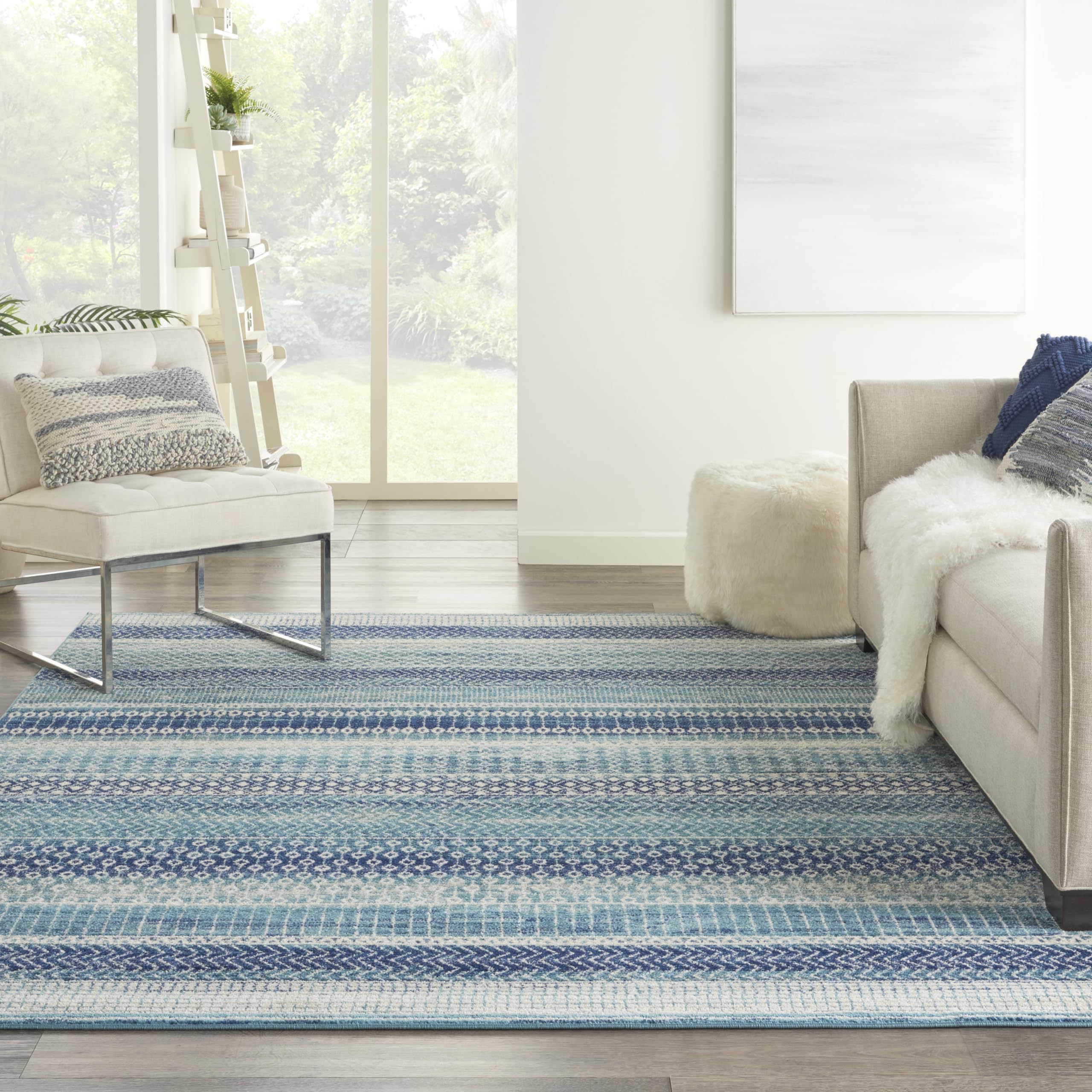 Nourison Passion Tribal Navy Blue 6' X 9' Area Rug, Easy Cleaning, Non Shedding, Bed Room, Living Room, Dining Room, Kitchen (6X