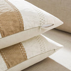 Zeemart 2 Packs Cotton Boho Throw Pillow Covers 18X18 Inch Contrast Brown, Soft Farmhouse Decorative Couch Pillow Cases Neutral Cushion Covers For Sofa Bed Living Room Home Decor