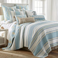 Levtex Home - Kailua Quilt Set - King Quilt + Two King Pillow Shams - Stripe - Blue Teal Taupe Cream - Quilt (106X92In.) And Pil