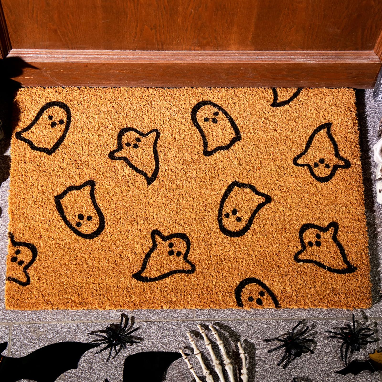 Ceenna Halloween Doormat Coir Ghost Welcome Doormat Funny Halloween Ghost Door Mat With Anti-Slip Rubber Non Slip Floor Doormat
