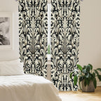 Ambesonne Leafy Art Curtains, Ivory Tone Curlicue Leaves Of Victorian On Beige Tone Back Monochrome, Window Treatments 2 Panel S