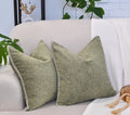 24X24 Pillow Covers Set Of 2 Olive Green Soft Textured Chenille, Soft Cozy Large Cushion Covers For Couch, Modern Square Big Pil