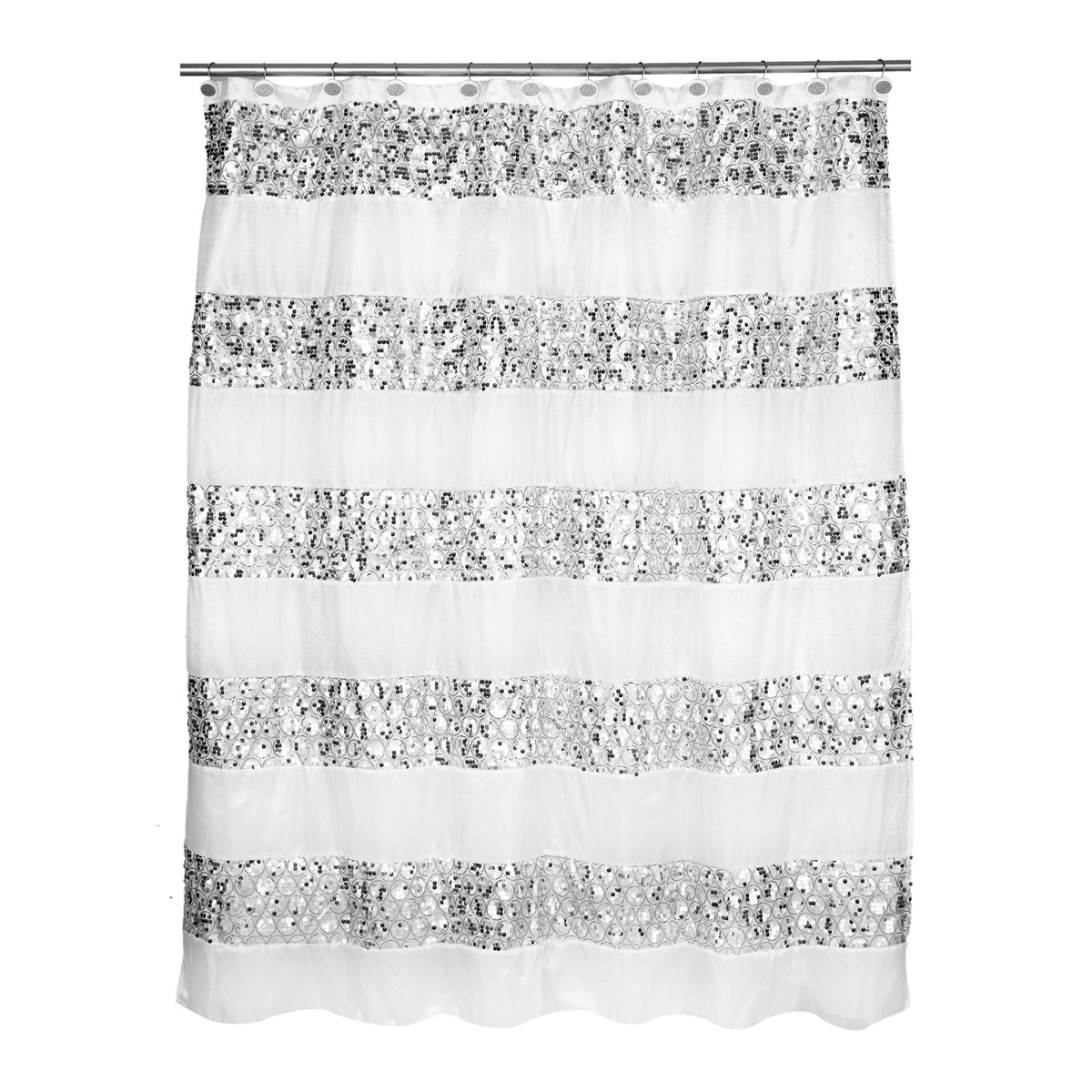 Zahari Home Sinatra Bathroom Shower Curtain Glamorous Bling Fabric Shower Curtain, 72'X70', White