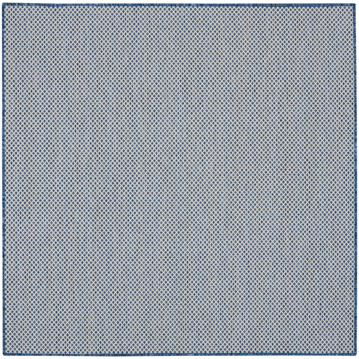 Nourison Courtyard Indoor/Outdoor Ivory Blue 5' X Square Area Rug, Easy Cleaning, Non Shedding, Bed Room, Living Room, Dining Ro