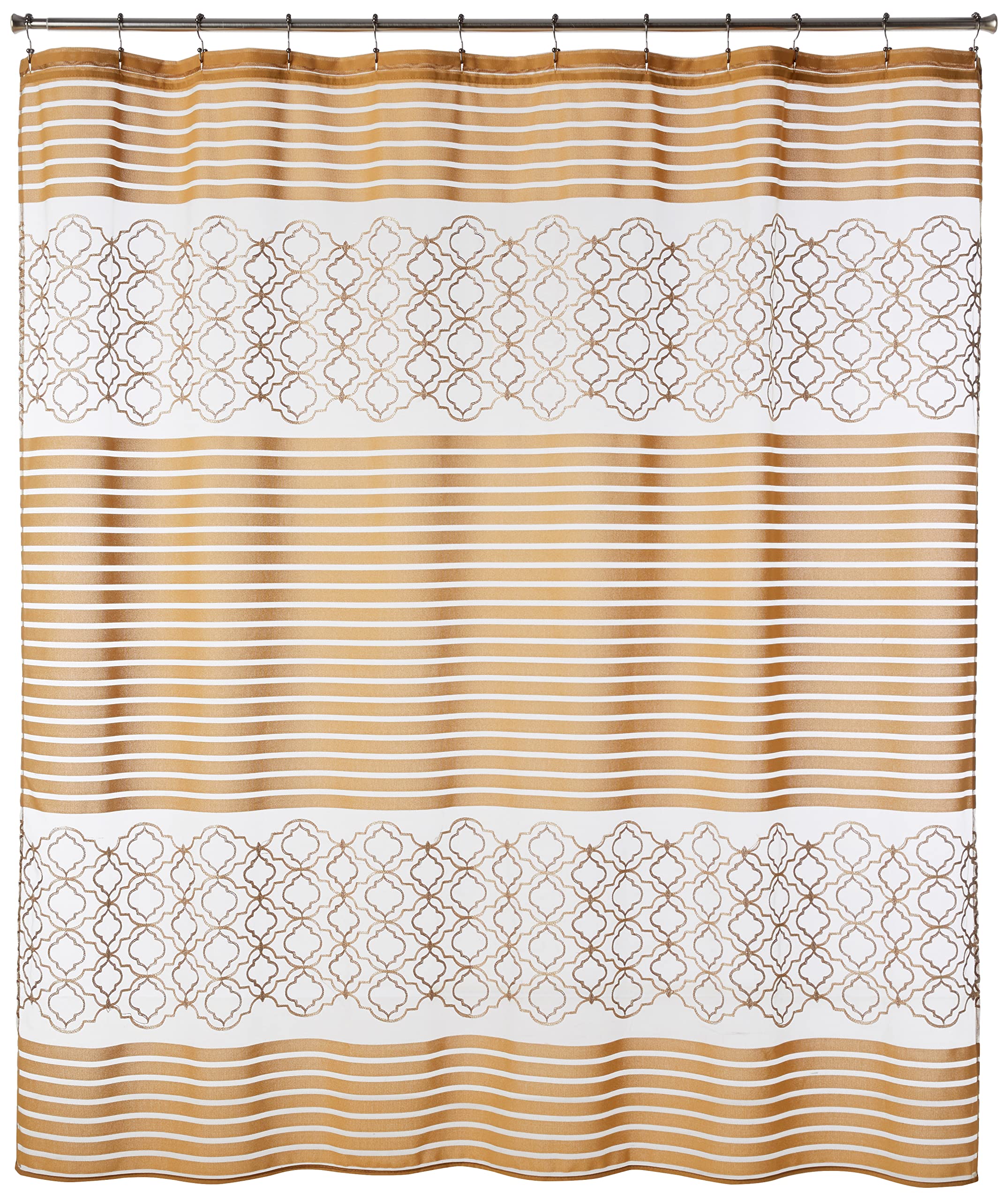 Popular Bath Shower Curtain, Spindle Collection, 70' X 72', Gold