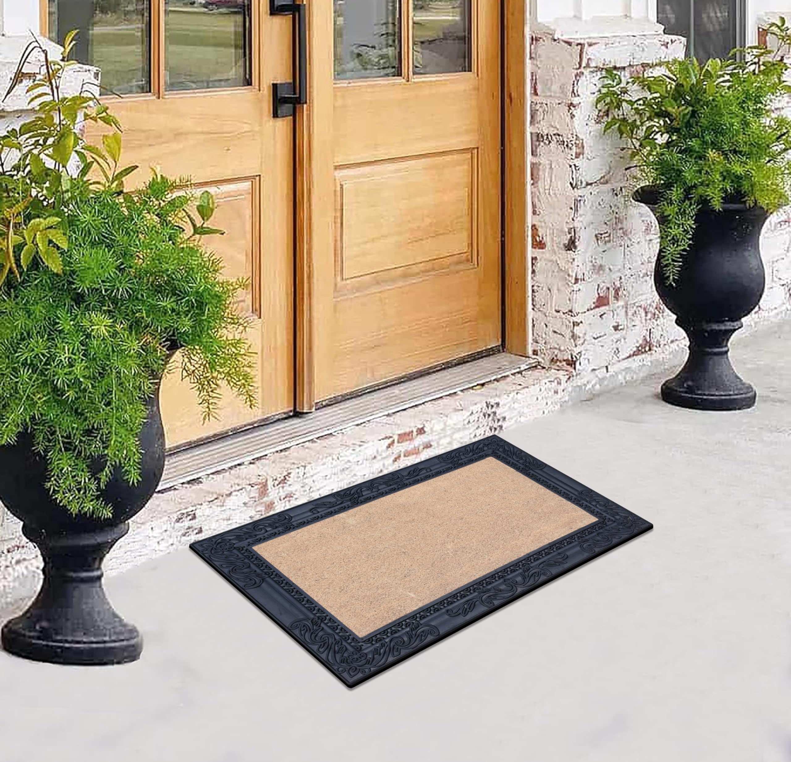 A1Hc Natural Coir And Rubber Door Mat, 24X36, Thick Durable, Heavy Duty, Thin Profile Door Mat, Easy To Clean, Long Lasting, Fro