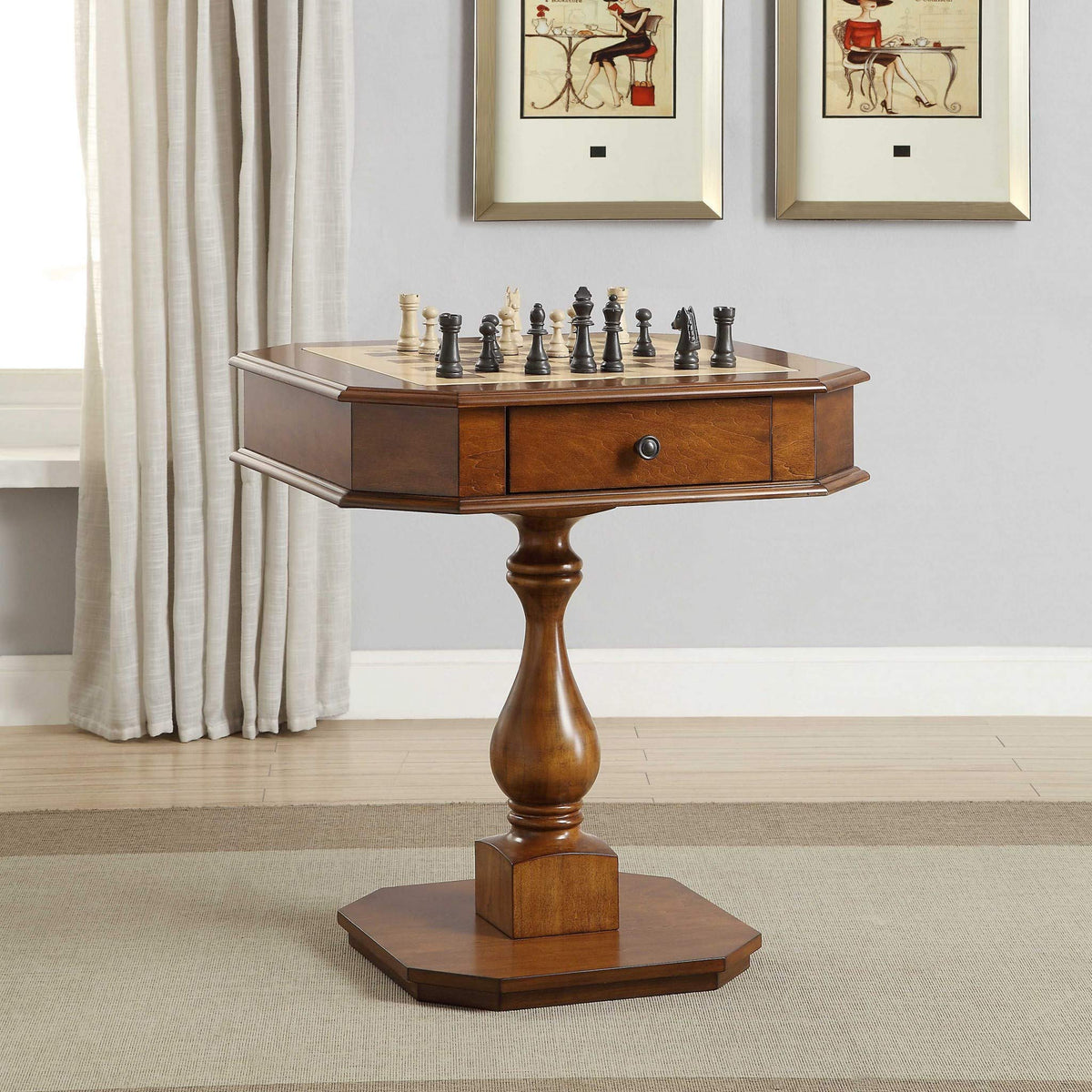 HomeRoots Furniture Game Table in Cherry Multicolor