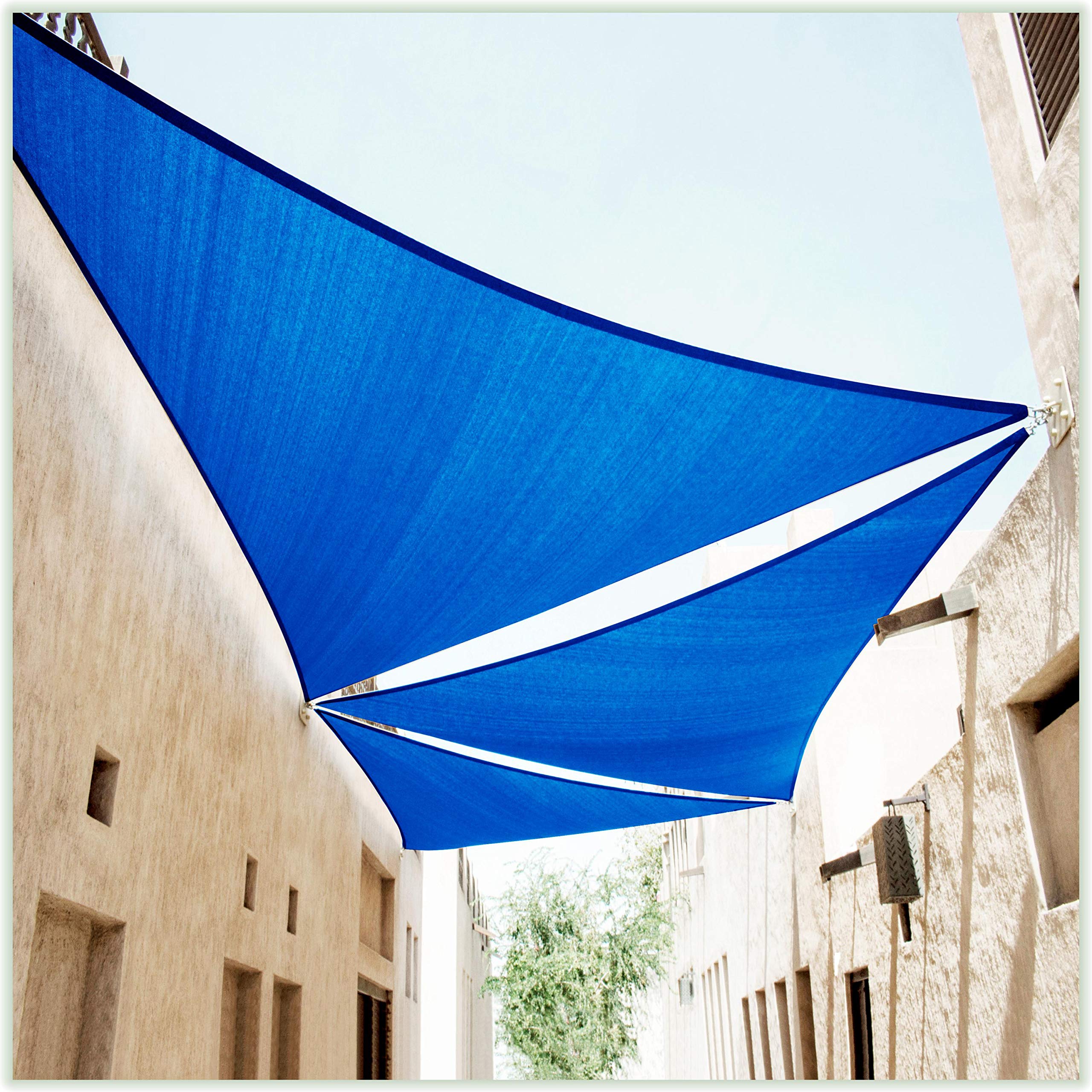 Colourtree 20' X 20' X 20' Blue Triangle Ctapt08 Sun Shade Sail Canopy Mesh Fabric Uv Block Upf50 - Commercial Heavy Duty - 190