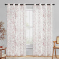 Beauoop Floral Curtains 84 Inches Long 2 Panels for Bedroom Living Room Pink Rose Flower Patterned Farmhouse Light Filtering Roo
