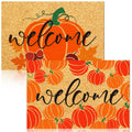 Moucuny 2 Pcs Pumpkin Door Mat Fall Welcome Front Door Mat Autumn Harvest Decorative Mat 15.75 X 23.62 Inches Non Slip Entrance