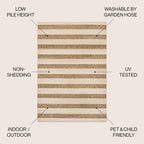 Jonathan Y Smb112A-4 Aveiro Wide Stripe Indoor Outdoor Area Rug, Bohemian, Coastal, Mediterranean Easy Cleaning,Bedroom,Kitchen,Backyard,Patio,Non Shedding, Beige/Brown, 4 X 6
