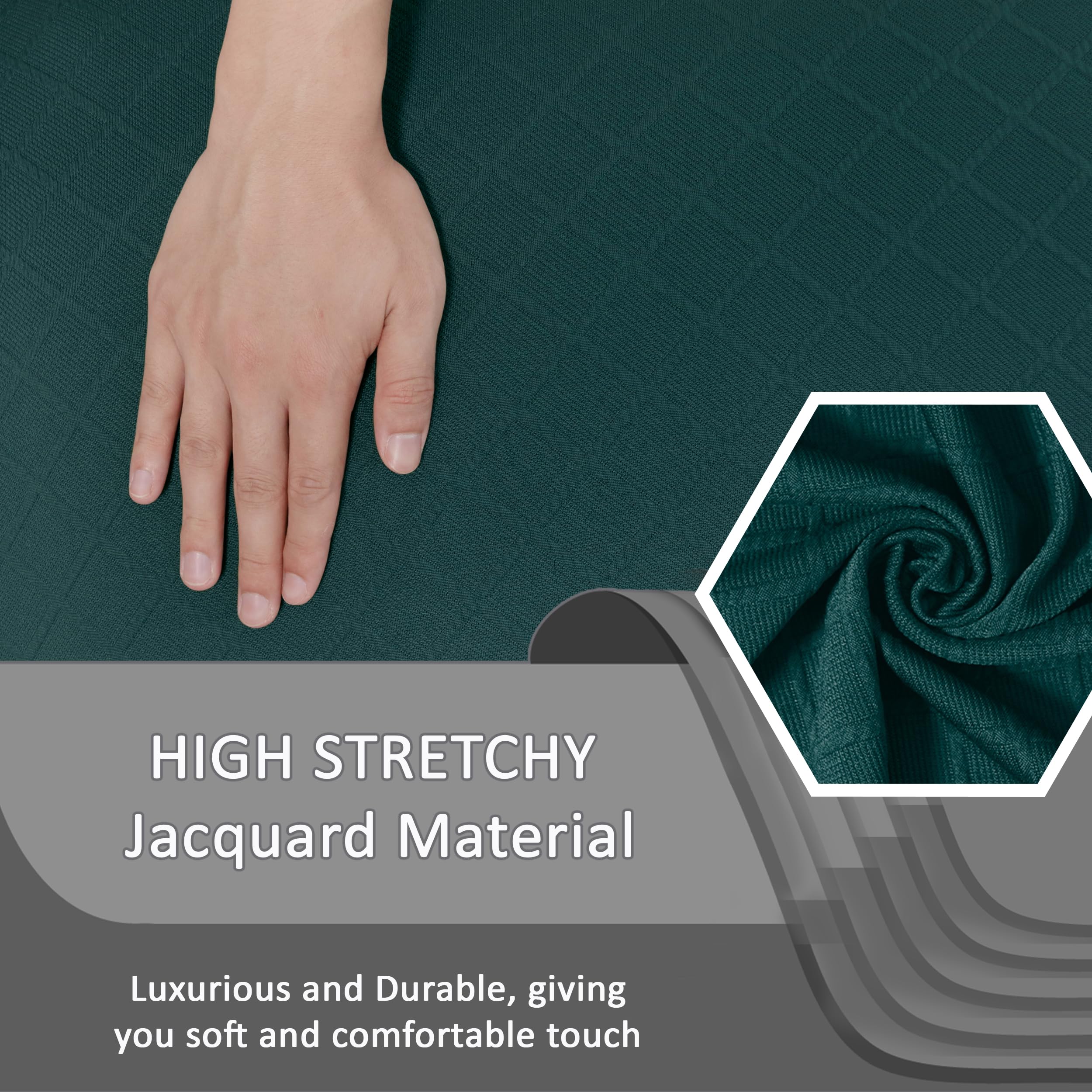 Ulticor Squared Jacquard Design, 4-Piece, 1 Seat Recliner Cover, Reclining Chair Covers For 1 Cushion Reclining Sofa, Single Sea