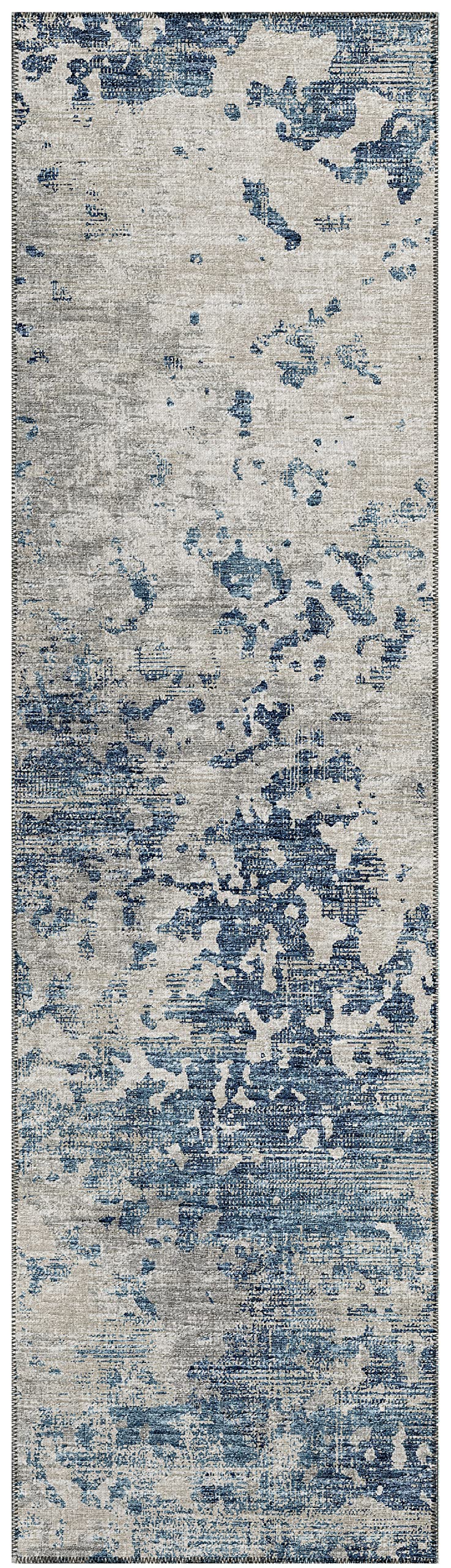 Addison Rugs Indoor/Outdoor Accord Aac35 Blue Washable 2'3" X 7'6" Indoor Outdoor Runner Rug, Easy Clean, Machine Washable, Non Shedding, Bedroom, Living Room, Dining Room, Kitchen, Patio Rug