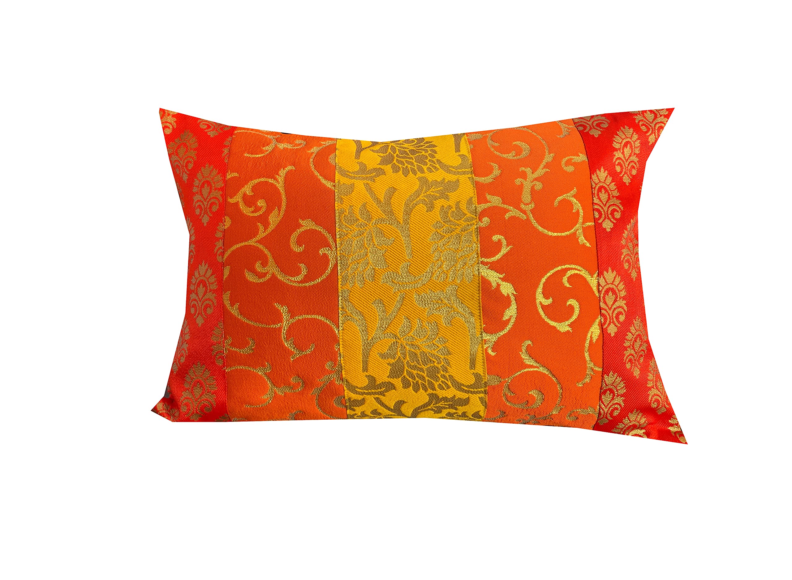 Pink Parrot Dopian Silk Multicolour Throw Pillow Covers/Cushion Covers (12X18 Inches)  Set Of 1 Pc