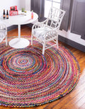 Unique Loom Braided Chindi Collection Area Rug - Layer (7 1 Round, Multi/ Blue)