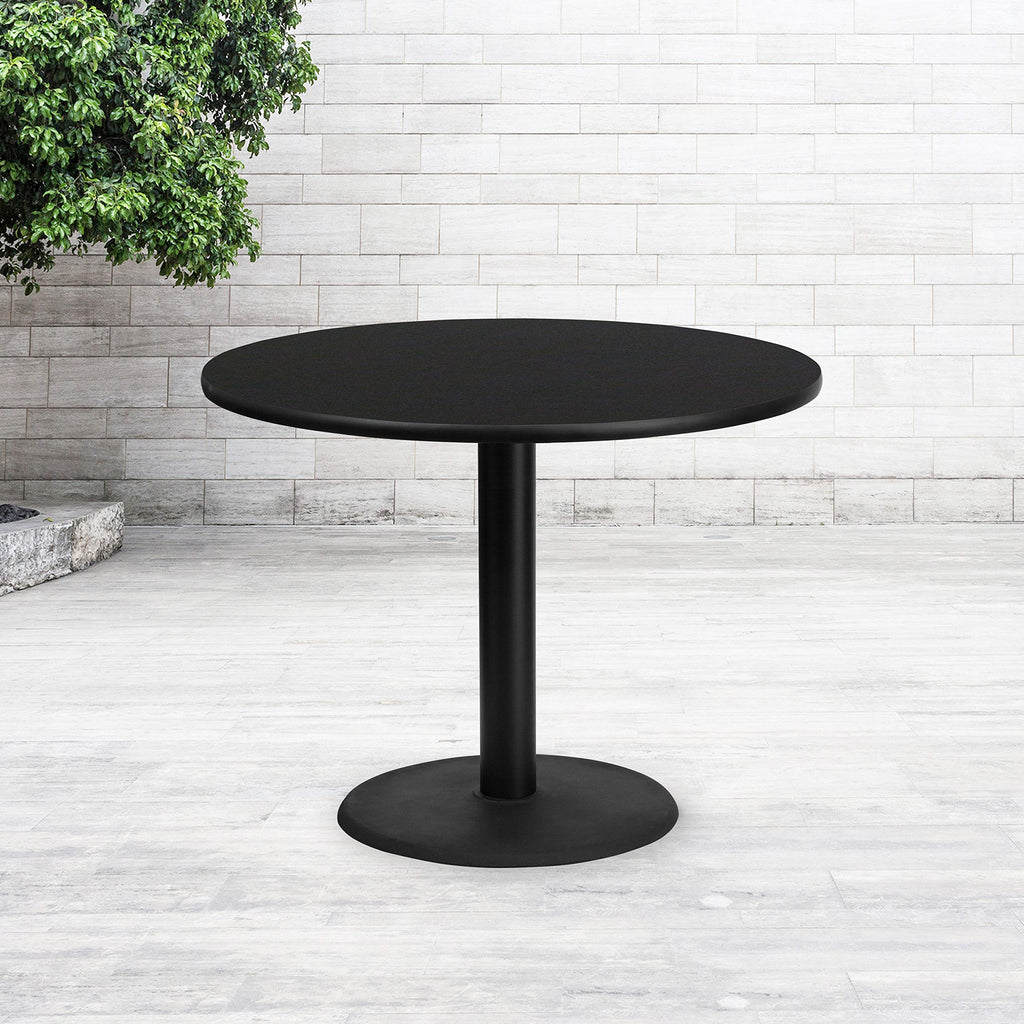 Flash Furniture Stiles 42'' Round Black Laminate Table Top with 24'' Round Table Height Base
