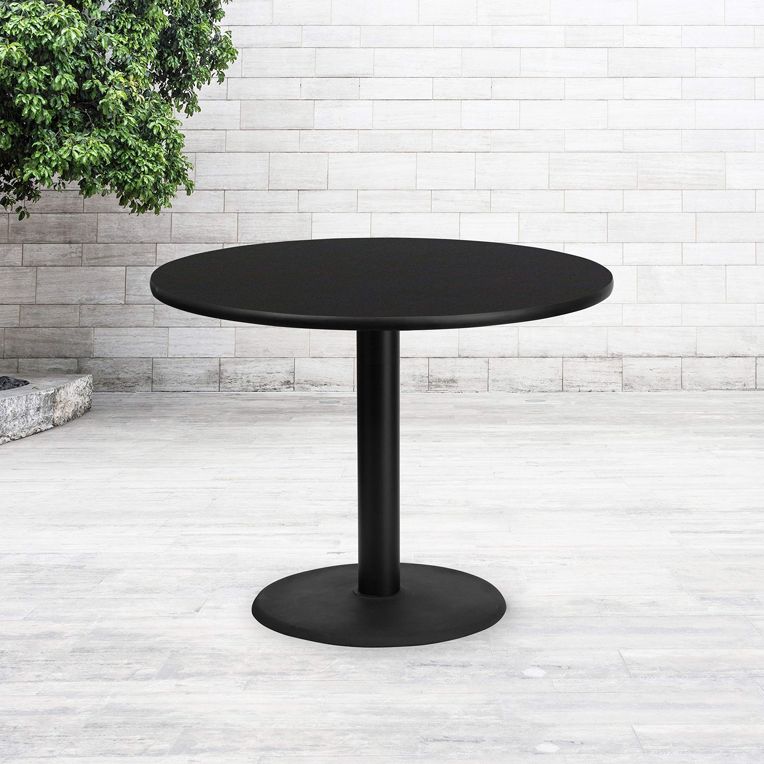 Flash Furniture Stiles 42'' Round Black Laminate Table Top with 24'' Round Table Height Base