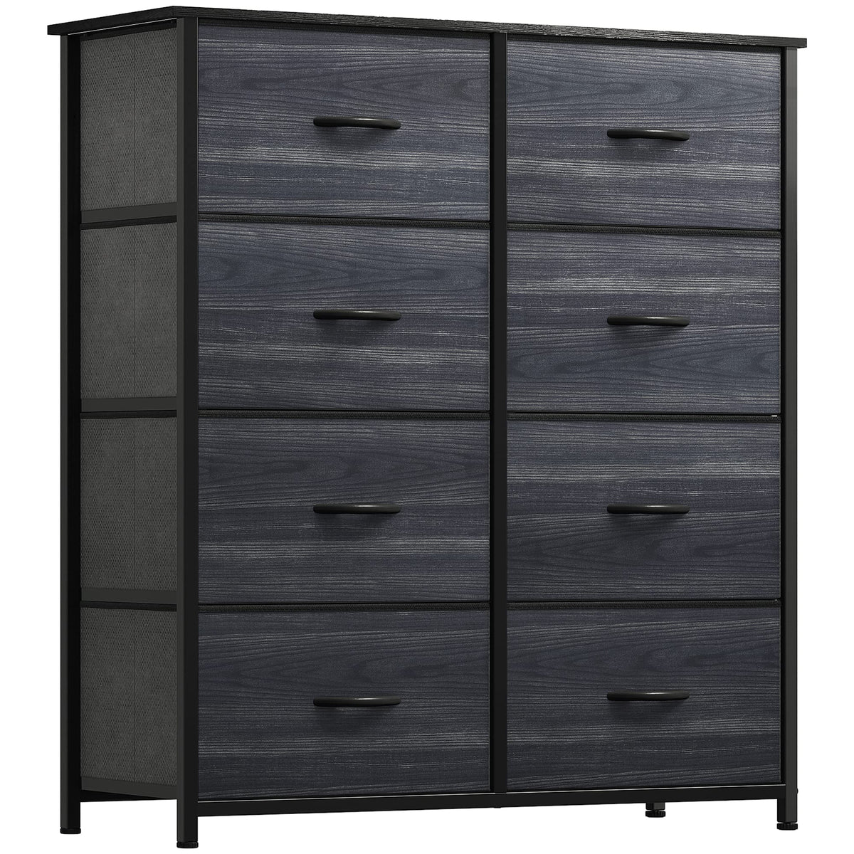 Yitahome Cloth Dresser With 8 Drawers - Fabric Dresser For Closet, Chester Drawers For Bedroom, Hallway, Closets - Sturdy Steel Frame, Wooden Top & Easy Pull Fabric Bins, Charcoal Black Wood Grain