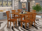 East West Furniture MLAV7-SBR-W Milan 7 Piece Set Consist of a Rectangle Dining Room Table with Butterfly Leaf and 6 Wood Seat Chairs, 36x54 Inch