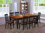 East West Furniture LGAN9-BCH-LC 9 Piece Kitchen Table & Chairs Set Includes a Rectangle Dining Room Table with Butterfly Leaf and 8 Faux Leather Upholstered Chairs, 42x84 Inch, Black & Cherry