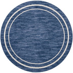 Nourison Essentials Indoor/Outdoor Navy/Ivory 6' x round Area -Rug, Easy -Cleaning, Non Shedding, Bed Room, Living Room, Dining 