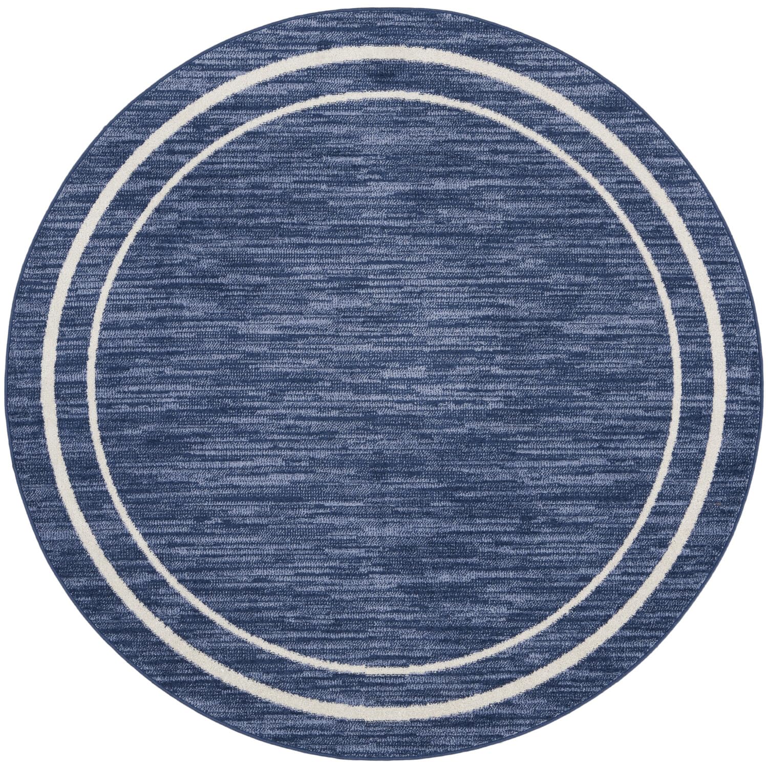 Nourison Essentials Indoor/Outdoor Navy/Ivory 6' x round Area -Rug, Easy -Cleaning, Non Shedding, Bed Room, Living Room, Dining 
