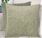 20X20 Inch Sage/Olive Green Textured Chenille Pillow Covers Set Of 2 With Stitched Edge/Velvet Soft Cushion Covers/Modern Pillow