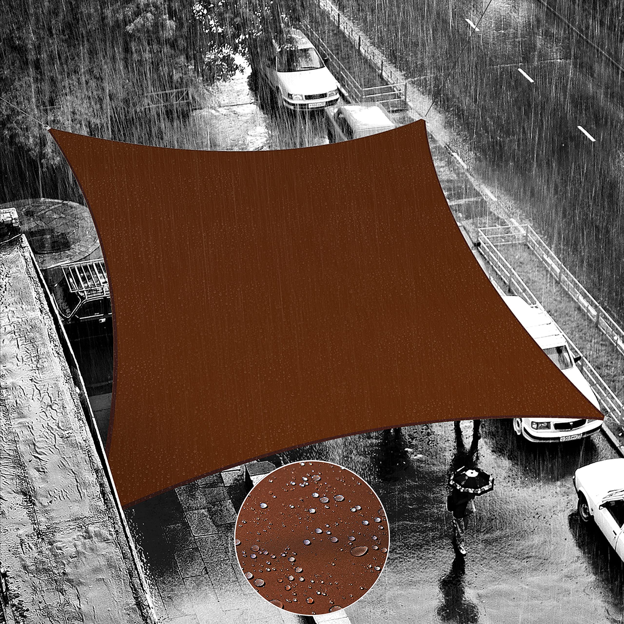 Shademart 7 ' X 14 ' Brown Waterproof Shade Sail Sun Shade Sail Rectangle Custom Size Water Resistant Canopy Awning Shelter, 95%