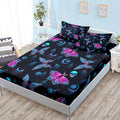 Hosima Halloween Fitted Sheet Skull Butterfly Bed Set,Goth Bedding Set Black Sheets Deep Pocket All-Round Elastic Twin Bed In A