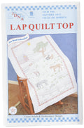 Jack Dempsey Stamped White Lap Quilt Top, 40Inch by 60Inch, Field of Horses