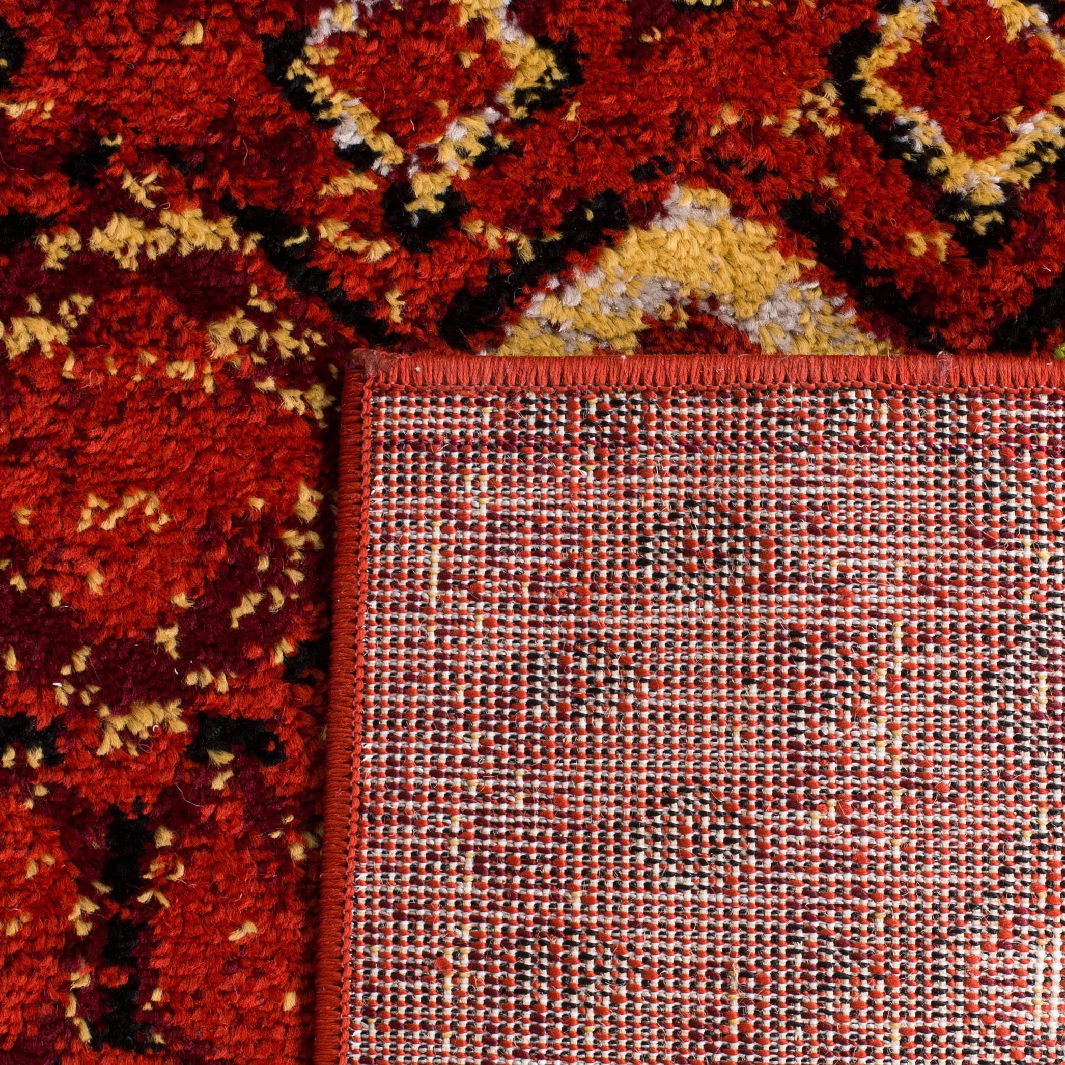 Safavieh Amsterdam Collection 5'1'' Square Terracotta / Multi Ams108D Moroccan Boho Non-Shedding Living Room Bedroom Area Rug