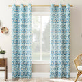 No. 918 Hermione Watercolor Medallion SemiSheer Grommet Curtain Panel, Denim Blue, 40 W x 84 L (1 Panel)