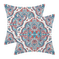 Aqua Teal Boho Pillow Covers 18X18 Inch Set Of 2,Burnt Orange Carpet Pattern Throw Pillows Case,Ethnic Design Retro Outdoor Deco